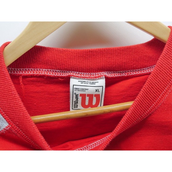 Wilson Baseball T Shirt Mens XL Red Gray Heavyweight Cotton & Mesh Vintage Logo - Picture 2 of 5